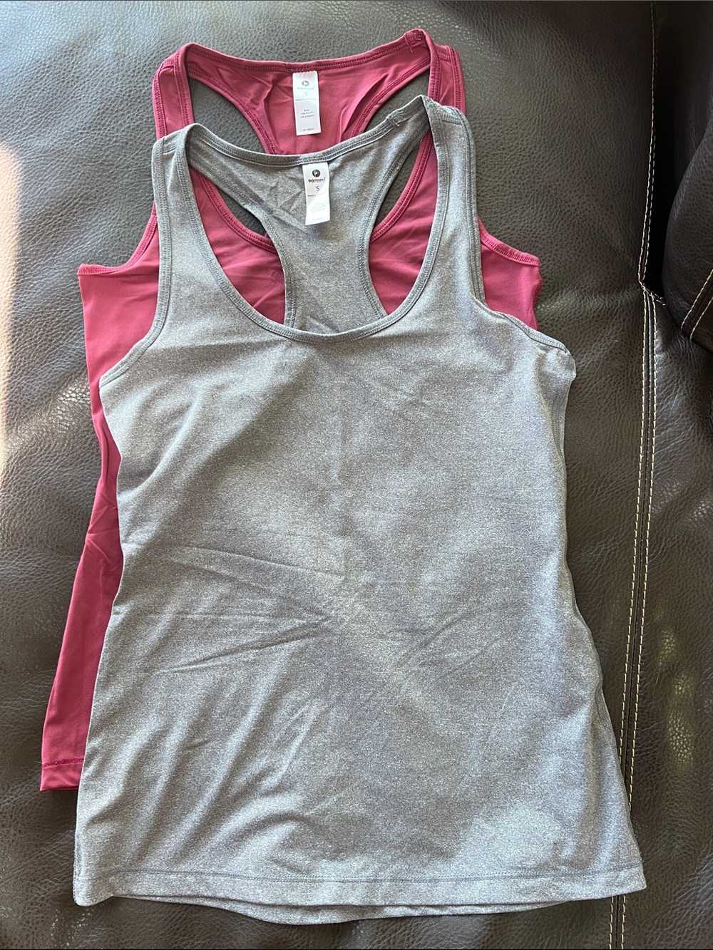 90 degree Athletic Racerback Tank Top - Gray & Dusty Rose